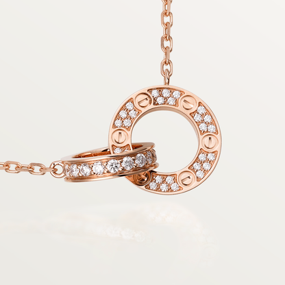 [ORA]LOVE 7.6MM NECKLACE ROSE GOLD AND SILVER  FULL DIAMOND