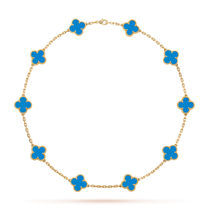 [ORA]CLOVER 10 MOTIFS BLUE AGATE NECKLACE