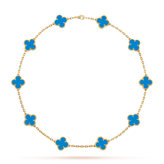 [ORA]CLOVER 10 MOTIFS BLUE AGATE NECKLACE