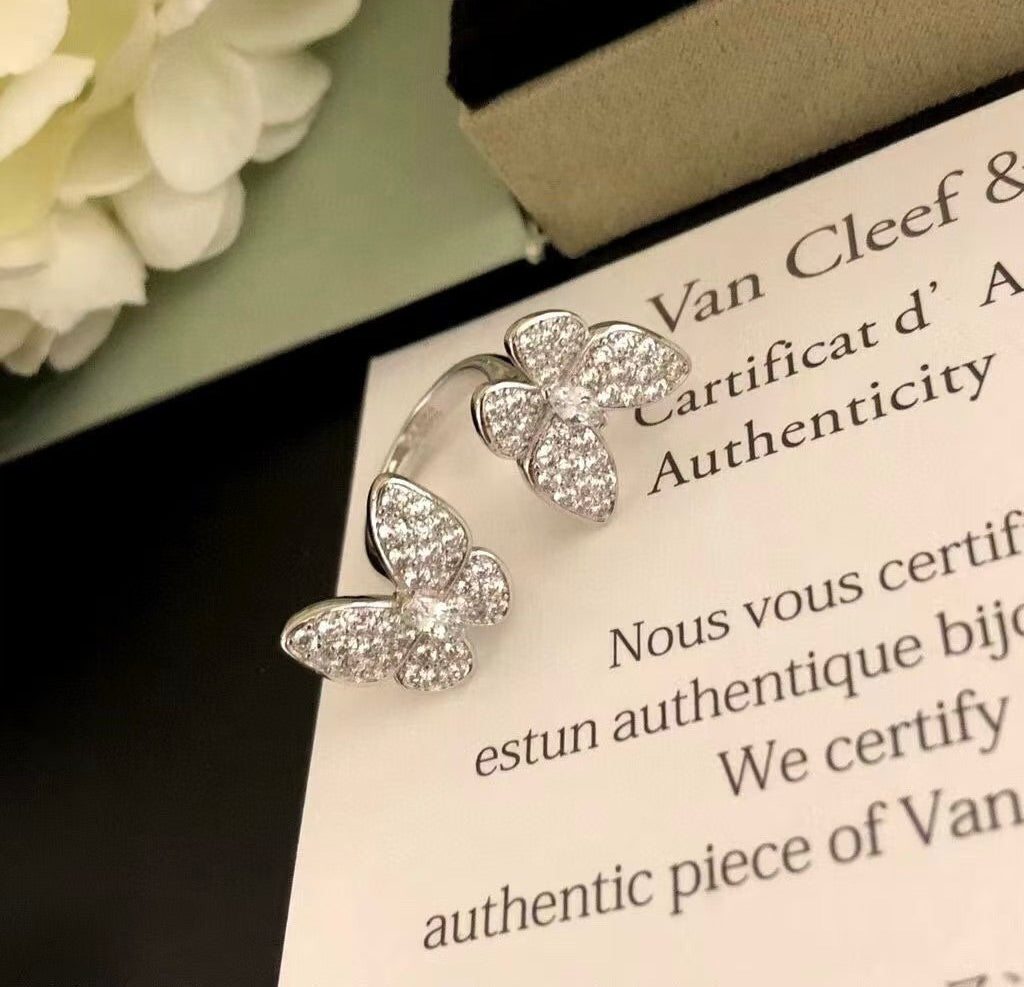 [ORA]TWIN SILVER BUTTERFLY DIAMOND RING