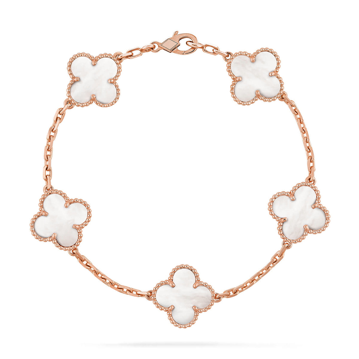 [ORA]CLOVER WHITE PEARL MOP 5 MOTIF BRACELET COLLECTION