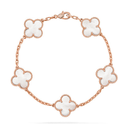 [ORA]CLOVER WHITE PEARL MOP 5 MOTIF BRACELET COLLECTION
