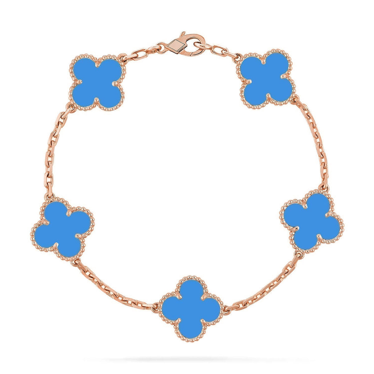 [ORA] CLOVER 5 MOTIF BLUE AGATE BRACELET COLLECTION