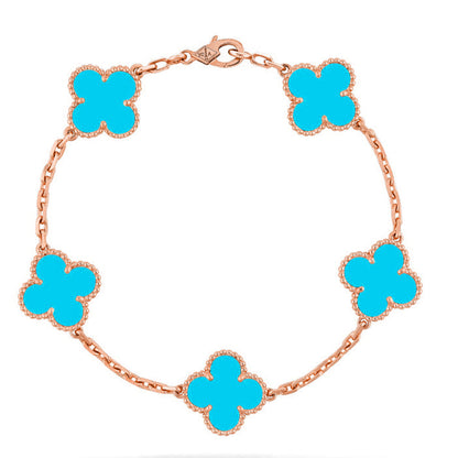 [ORA] CLOVER 5 MOTIF TURQUOISE BRACELET COLLECTION