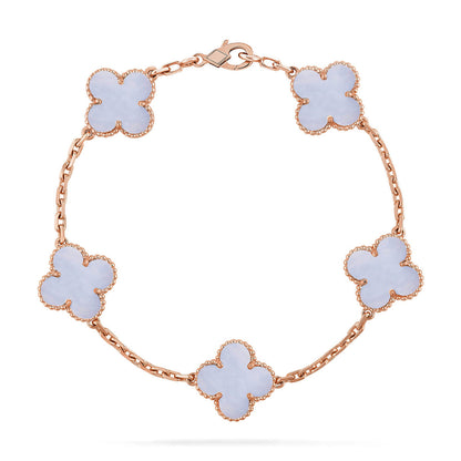[ORA] CLOVER 5 MOTIF PURPLE CHALCEDONY BRACELET COLLECTION