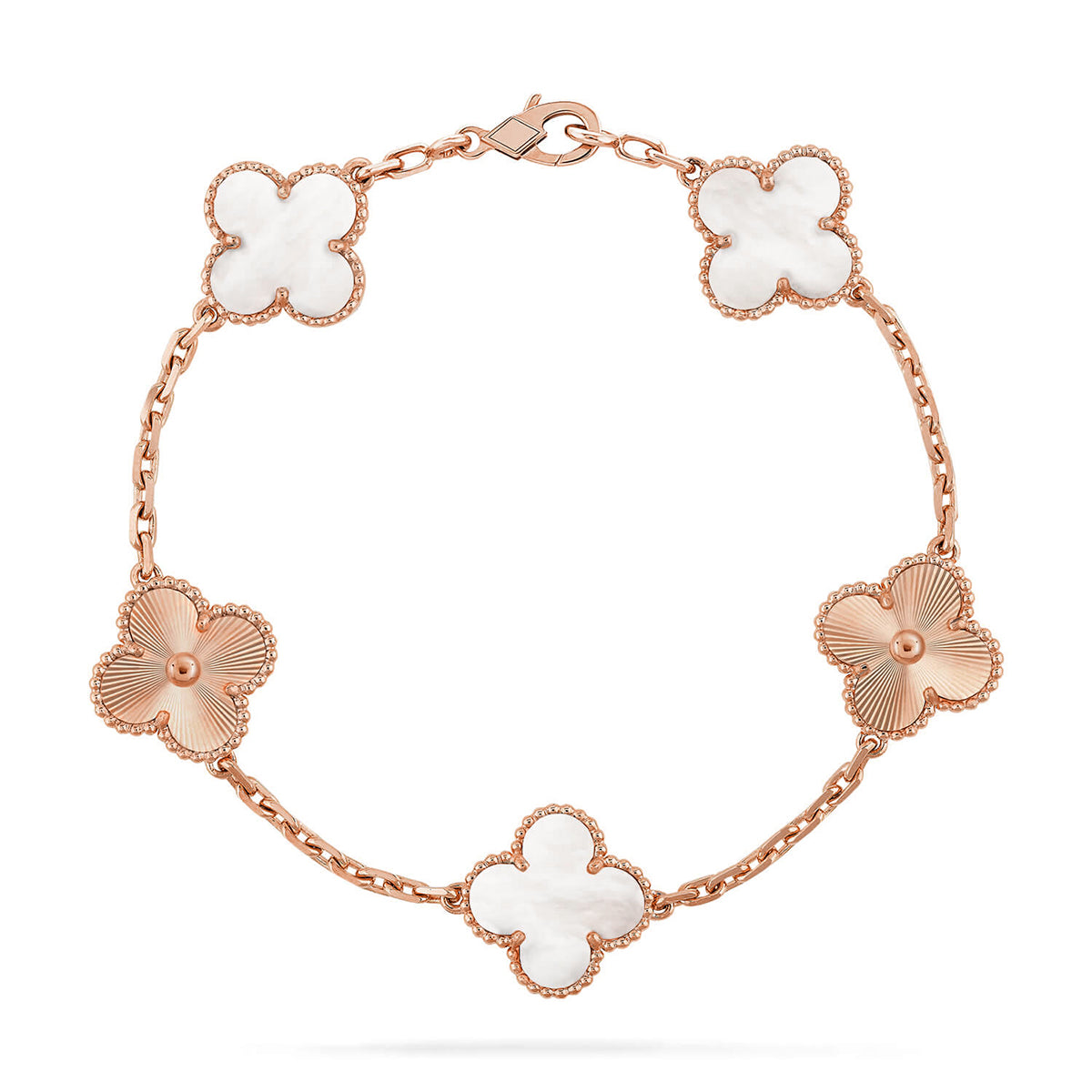 [ORA]CLOVER WHITE PEARL MOP 5 MOTIF BRACELET COLLECTION