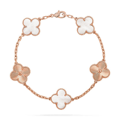 [ORA]CLOVER WHITE PEARL MOP 5 MOTIF BRACELET COLLECTION