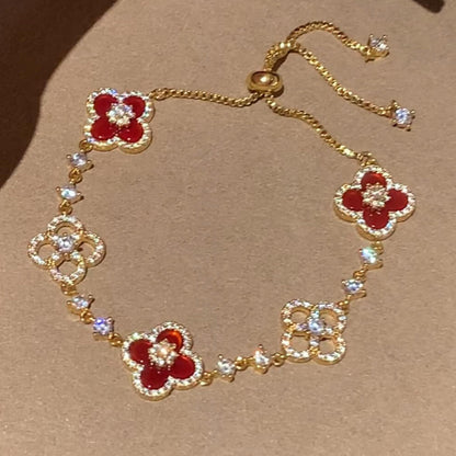 [ORA]CLOVER 5 MOTIF PINK BLUE RED WHITE BRACELET