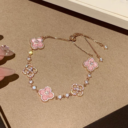 [ORA]CLOVER 5 MOTIF PINK BLUE RED WHITE BRACELET
