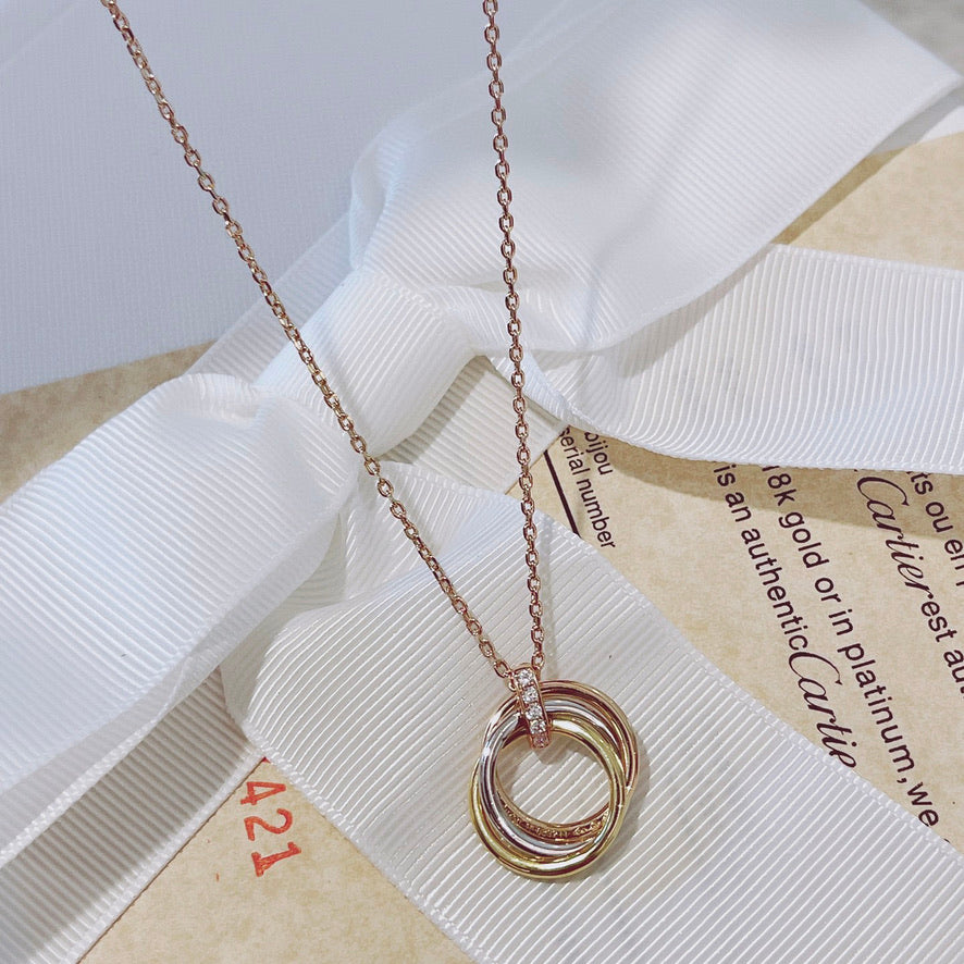 [ORA]TRINITY NECKLACE GOLD  DIAMONDS
