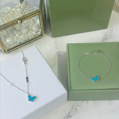 [ORA]BUTTERFLY TURQUOISE BUTTERFLY BRACELET SILVER
