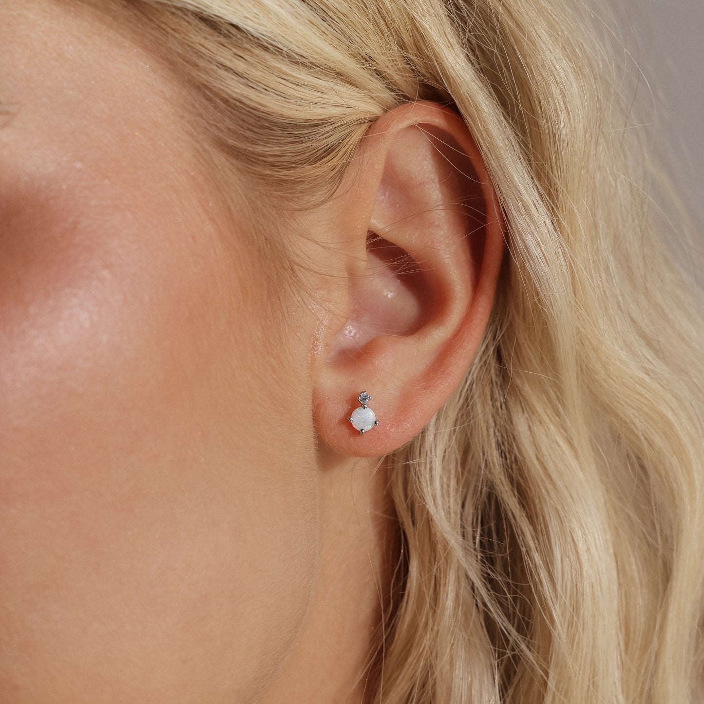 Opal & Diamond Flatback Studs