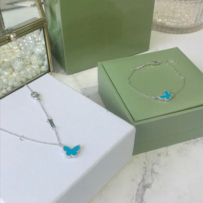 [ORA]BUTTERFLY TURQUOISE BUTTERFLY BRACELET SILVER