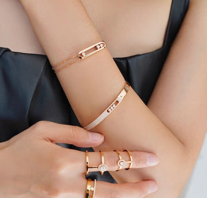 [ORA]Move Noa Rose Gold Pav¨¦ Diamond Bangle Bracelet