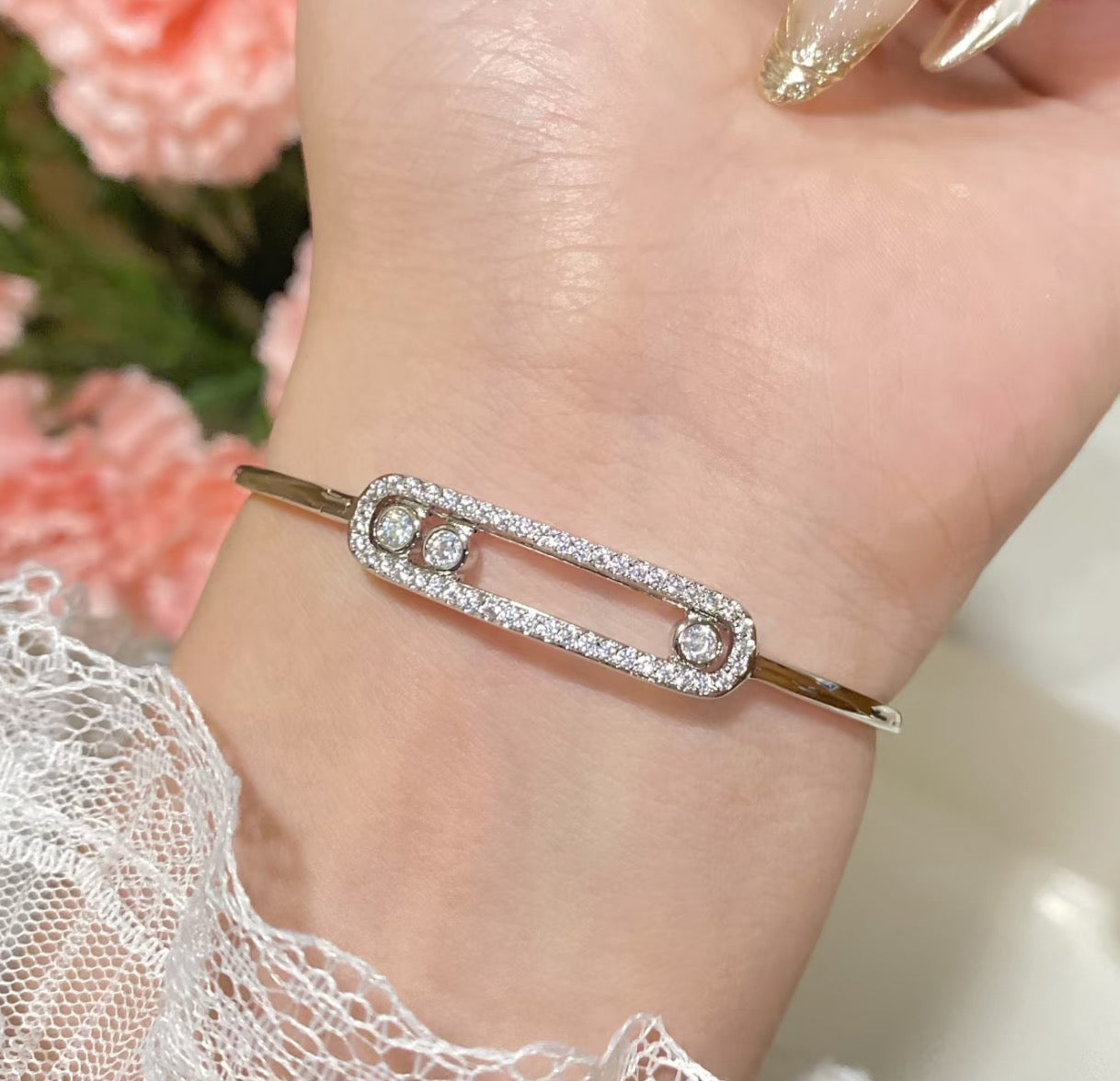 [ORA]Move Pav¨¦ Diamond Bangle Bracelet M