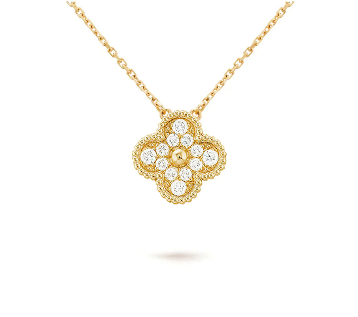 [ORA]CLOVER 15MM DIAMOND SINGLE FLOWER NECKLACE COLLECTION