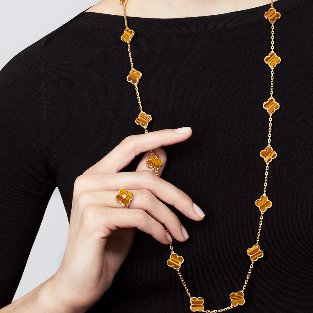 [ORA]CLOVER 20 MOTIFS TIGER EYE ROSE GOLD