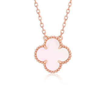 [ORA]CLOVER 15MM PINK MOTHER-OF-PEARL SINGLE FLOWER NECKLACE