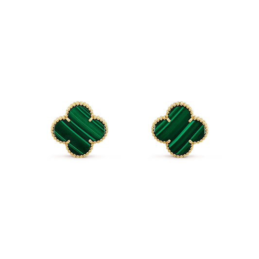 [ORA]CLOVER MINI 9.5MM MALACHITE  EARRINGS