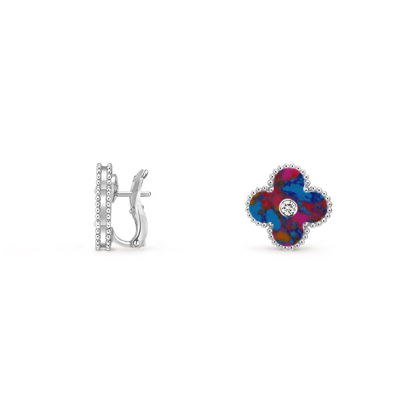 [ORA]CLOVER SILVER 15MM MOP DIAMOND EARRINGS COLLECTION