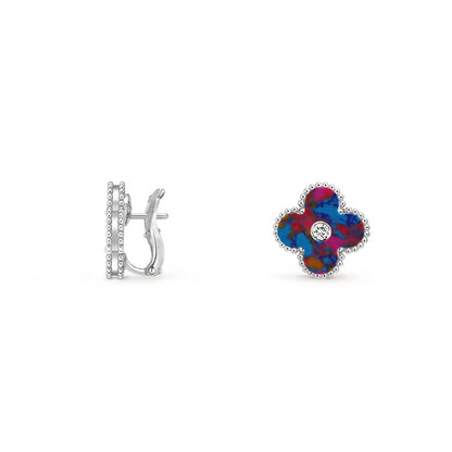 [ORA]CLOVER SILVER 15MM MOP DIAMOND EARRINGS COLLECTION