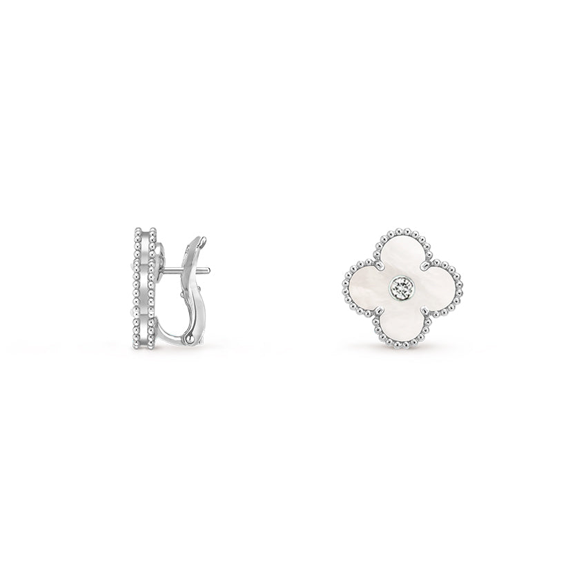 [ORA]CLOVER SILVER 15MM MOP DIAMOND EARRINGS COLLECTION