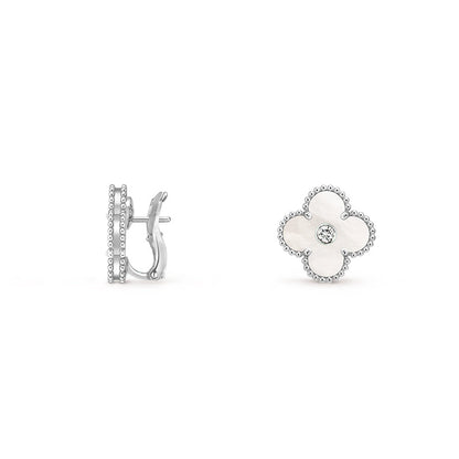 [ORA]CLOVER SILVER 15MM MOP DIAMOND EARRINGS COLLECTION