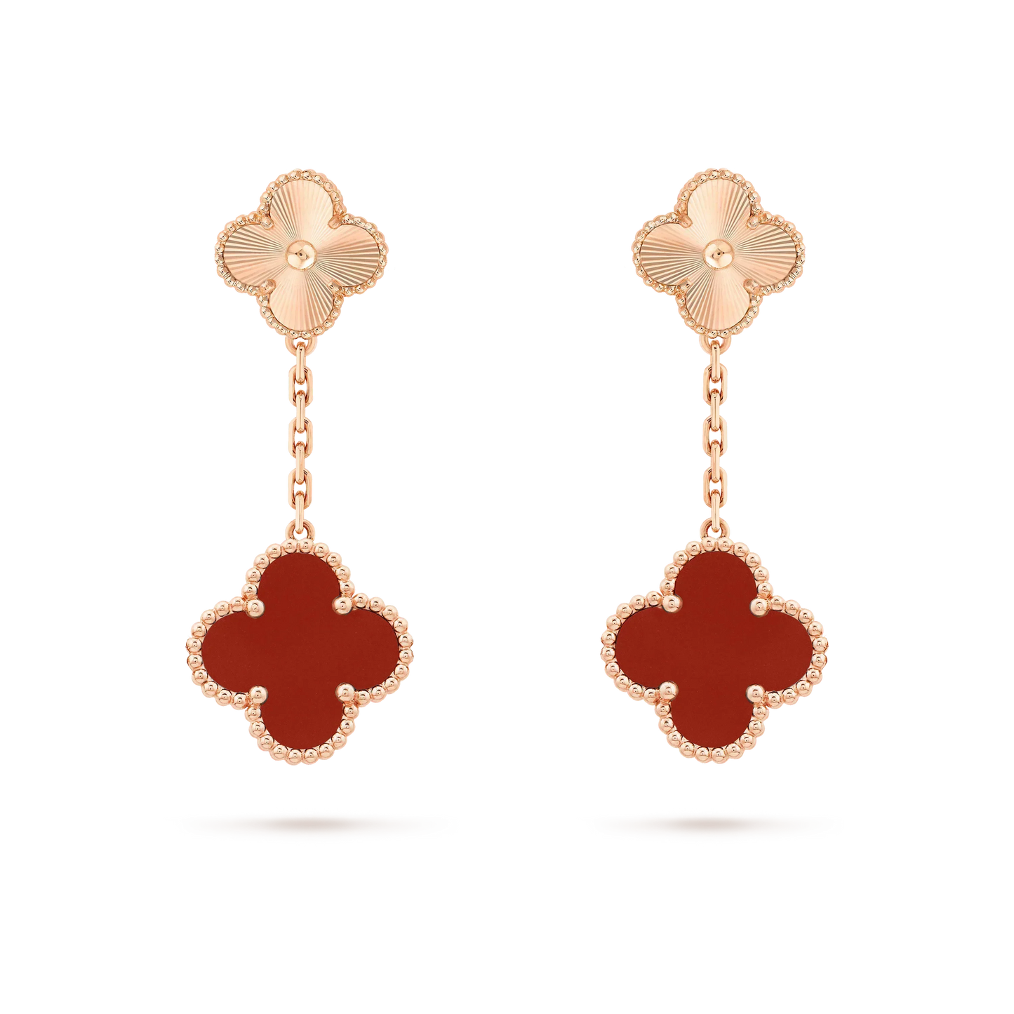 [ORA]CLOVER 2 MOTIF  LASER CARNELIAN EARRINGS