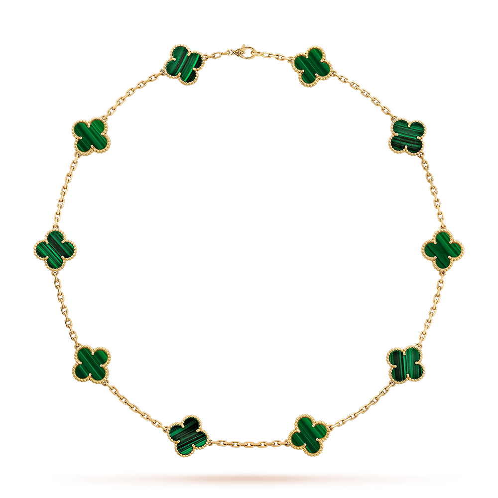 [ORA]CLOVER 10 MOTIFS MALACHITE NECKLACE
