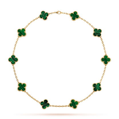 [ORA]CLOVER 10 MOTIFS MALACHITE NECKLACE