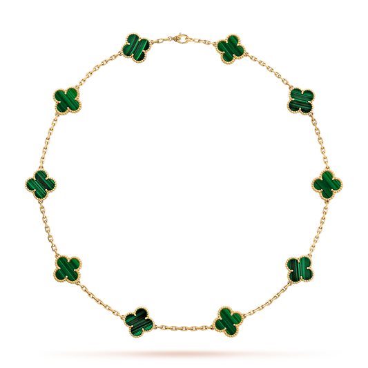 [ORA]CLOVER 10 MOTIFS MALACHITE NECKLACE
