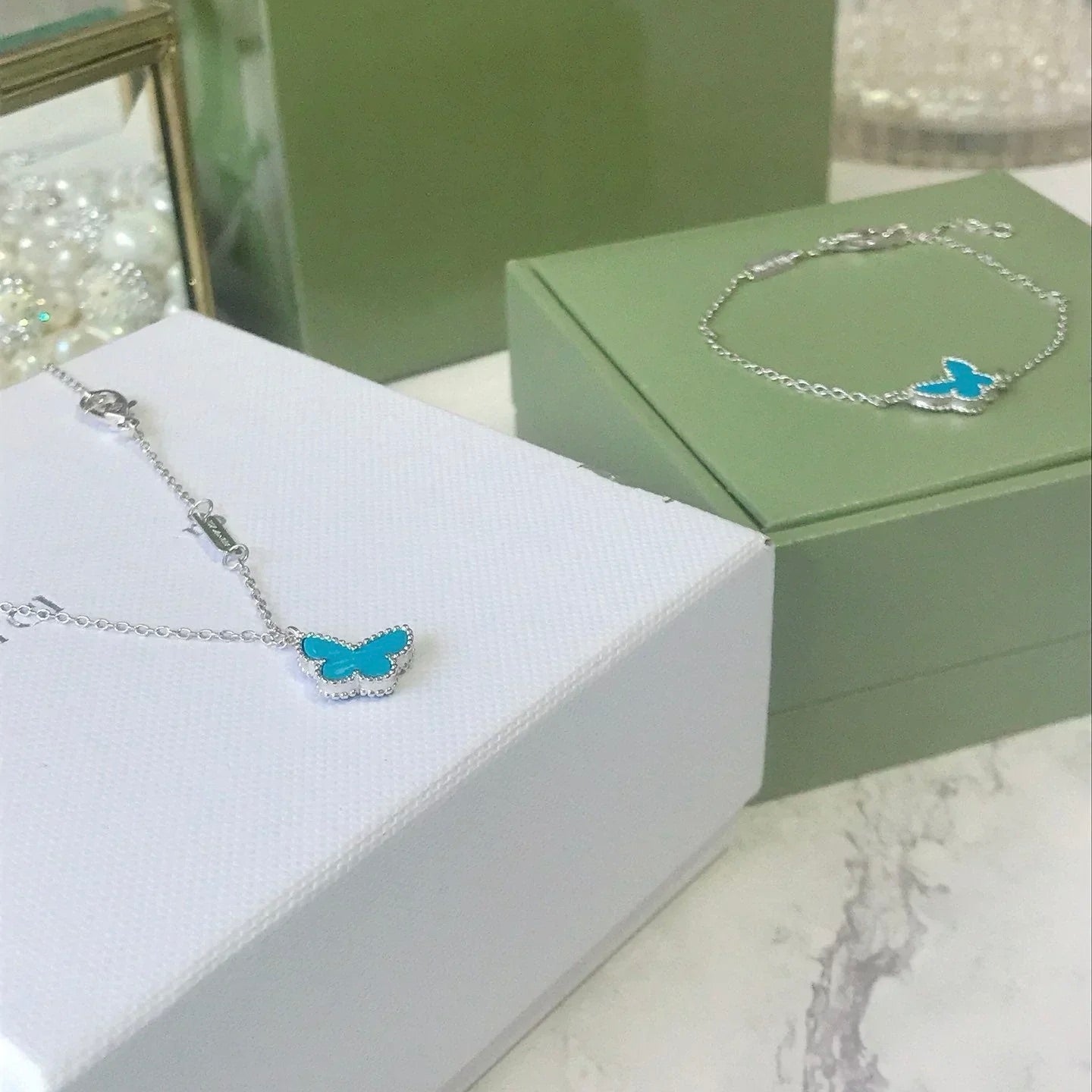 [ORA]BUTTERFLY TURQUOISE BUTTERFLY BRACELET SILVER