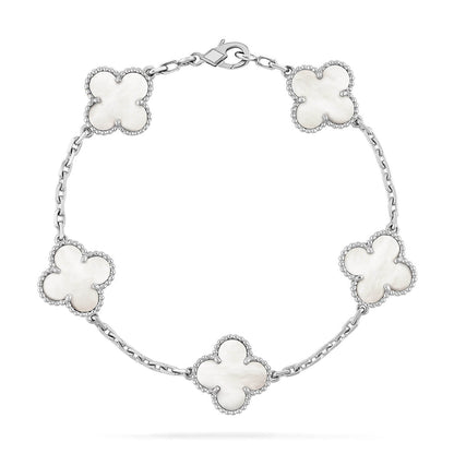 [ORA]CLOVER WHITE PEARL MOP 5 MOTIF BRACELET COLLECTION