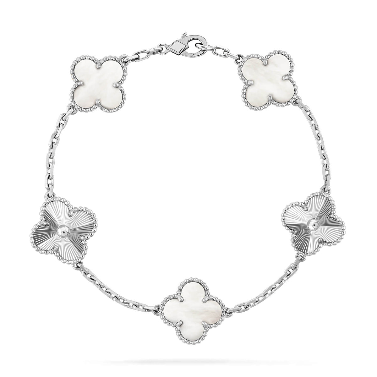 [ORA]CLOVER WHITE PEARL MOP 5 MOTIF BRACELET COLLECTION