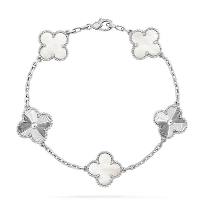 [ORA]CLOVER WHITE PEARL MOP 5 MOTIF BRACELET COLLECTION