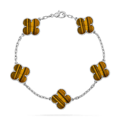 [ORA] CLOVER 5 MOTIFS TIGER EYE BRACELET COLLECTION