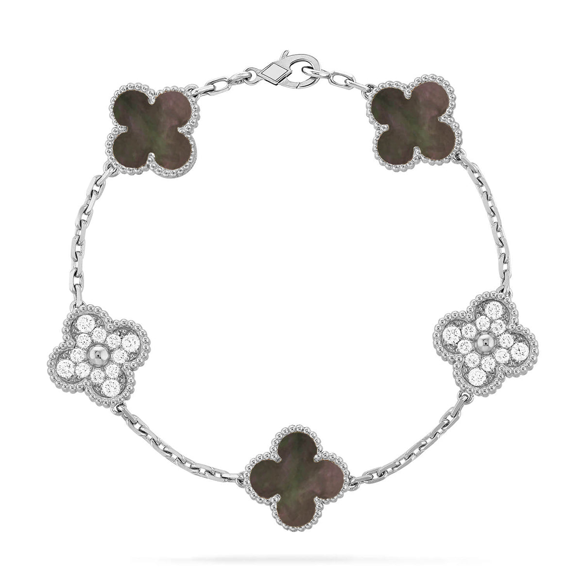 [ORA] CLOVER 5 MOTIF GRAY MOP BRACELET COLLECTION
