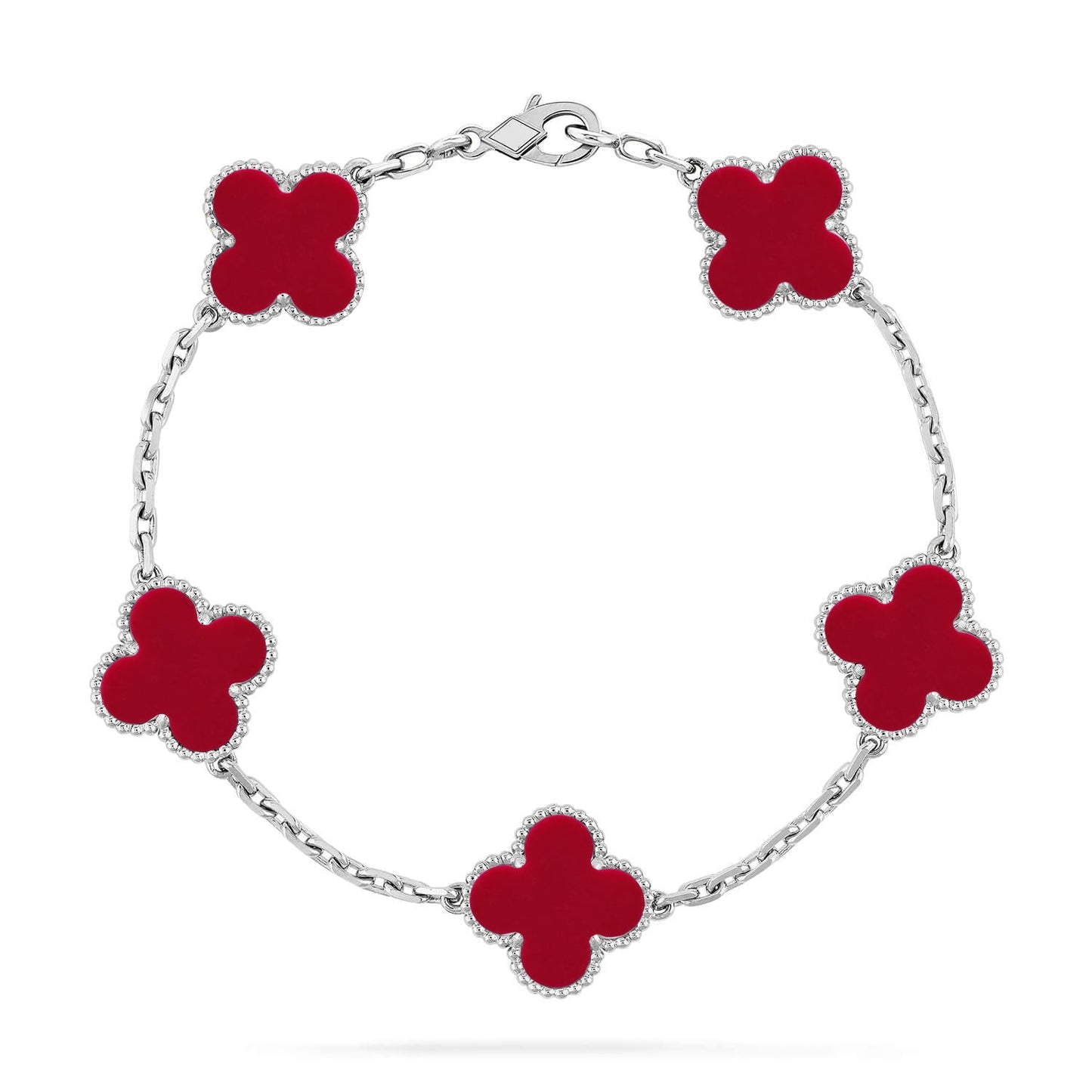 [ORA] CLOVER 5 MOTIF RED CORNELIAN BRACELET COLLECTION