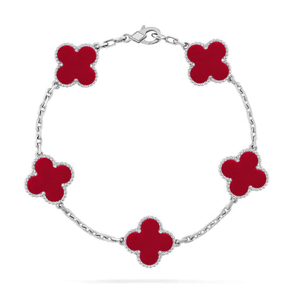 [ORA] CLOVER 5 MOTIF RED CORNELIAN BRACELET COLLECTION