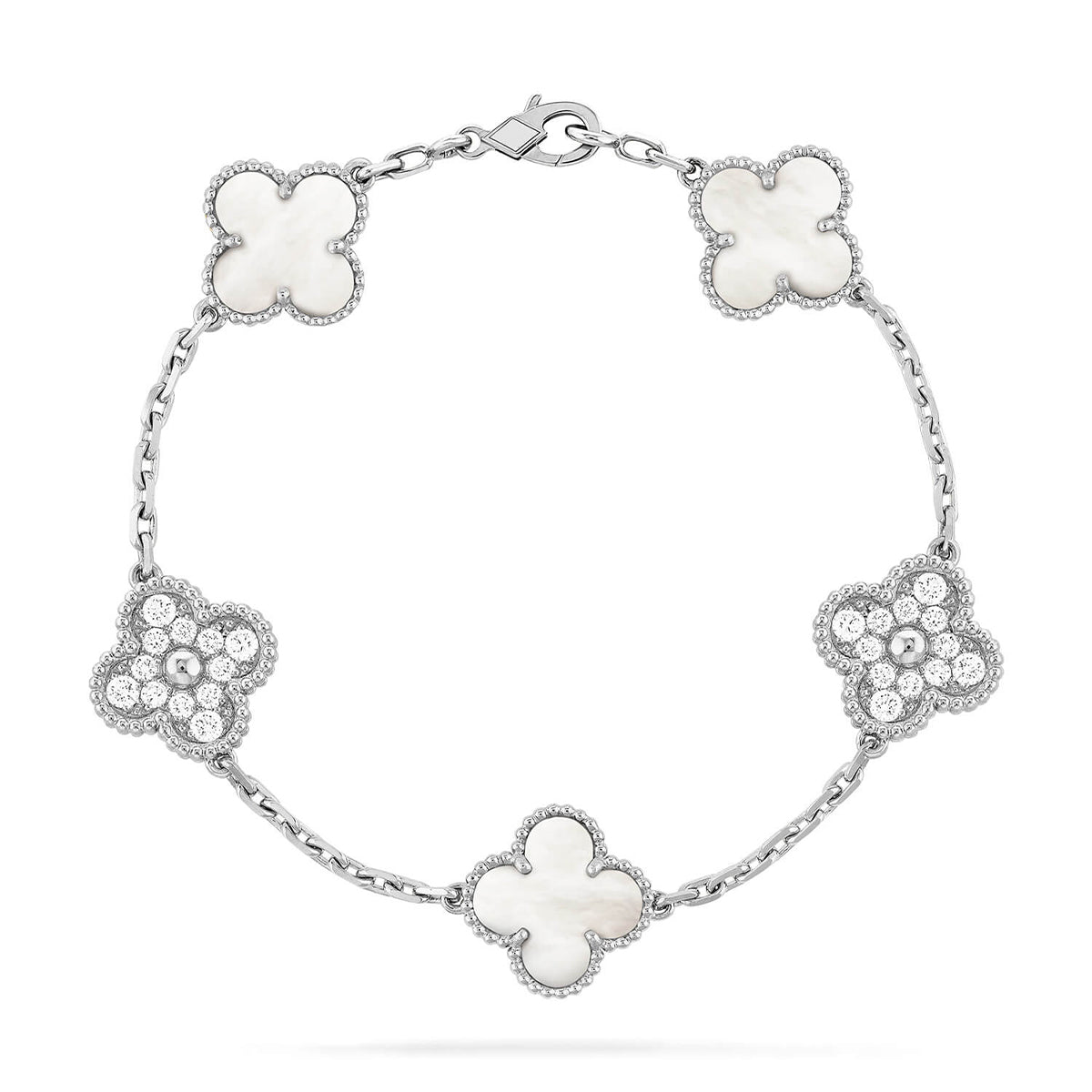 [ORA]CLOVER WHITE PEARL MOP 5 MOTIF BRACELET COLLECTION