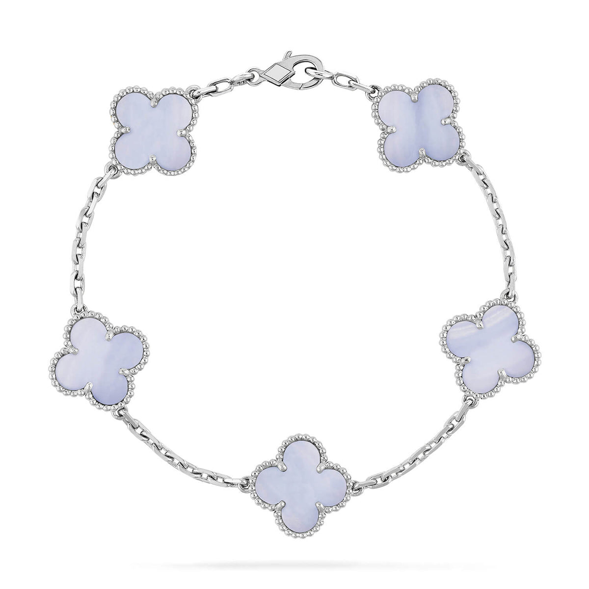 [ORA] CLOVER 5 MOTIF PURPLE CHALCEDONY BRACELET COLLECTION