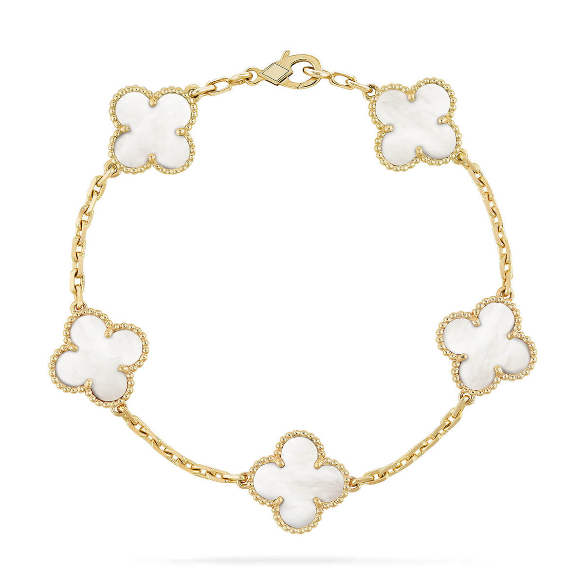 [ORA]CLOVER ARMBAND-KOLLEKTION MIT 5 MOTIVEN IN WEISSEM PERLMUTT