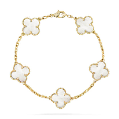 [ORA]CLOVER WHITE PEARL MOP 5 MOTIF BRACELET COLLECTION