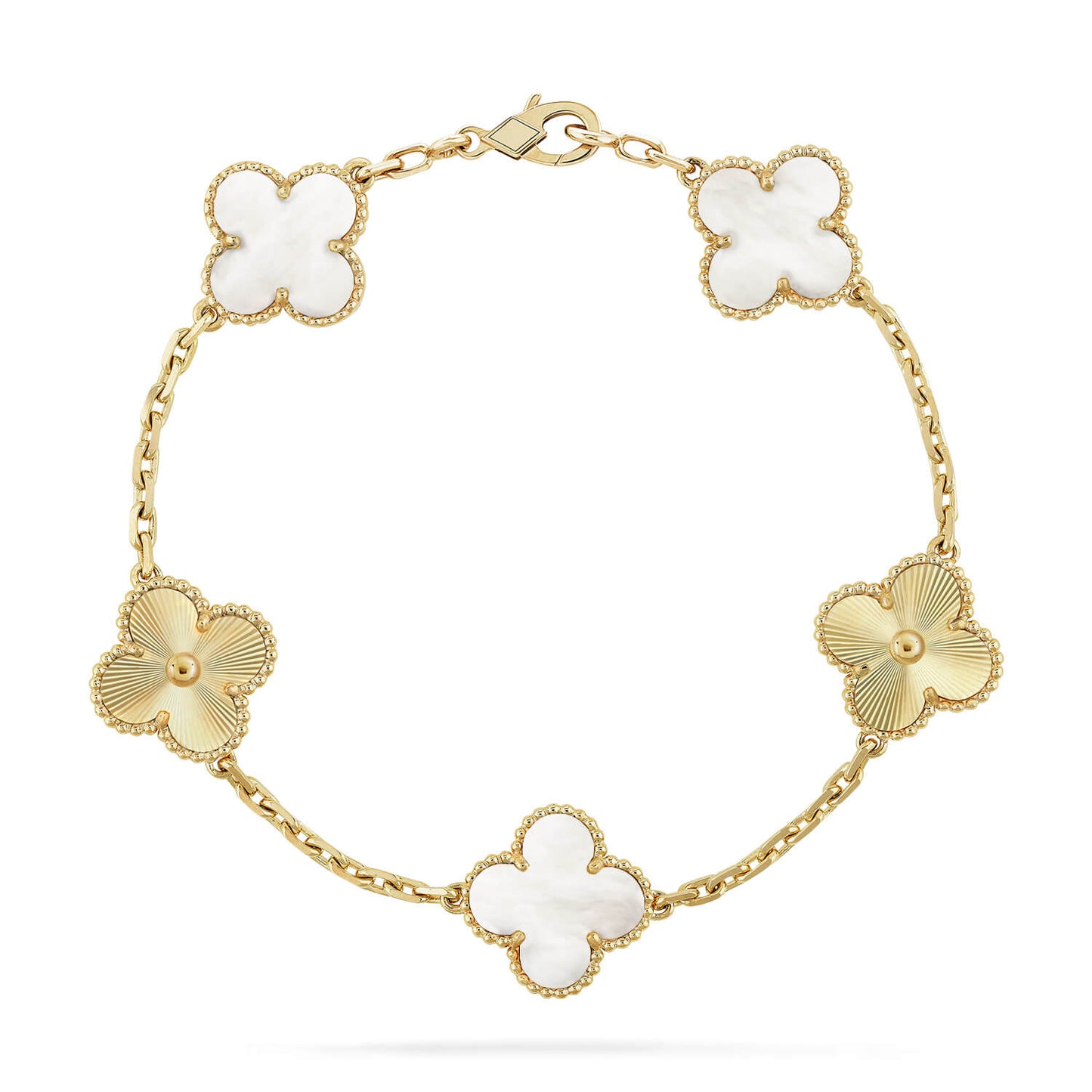 [ORA]CLOVER WHITE PEARL MOP 5 MOTIF BRACELET COLLECTION
