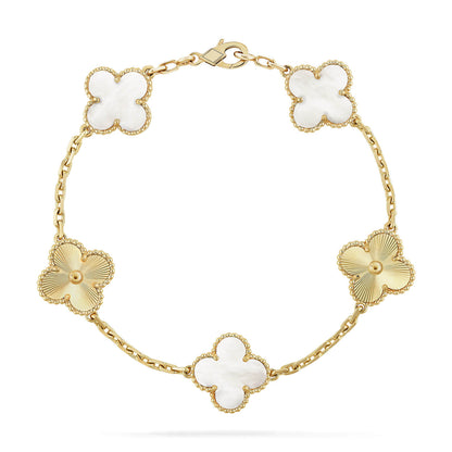 [ORA]CLOVER WHITE PEARL MOP 5 MOTIF BRACELET COLLECTION