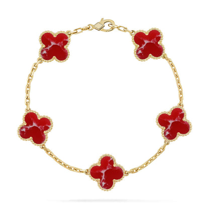 [ORA]CLOVER 5 MOTIF RED PATTERN BRACELET COLLECTION