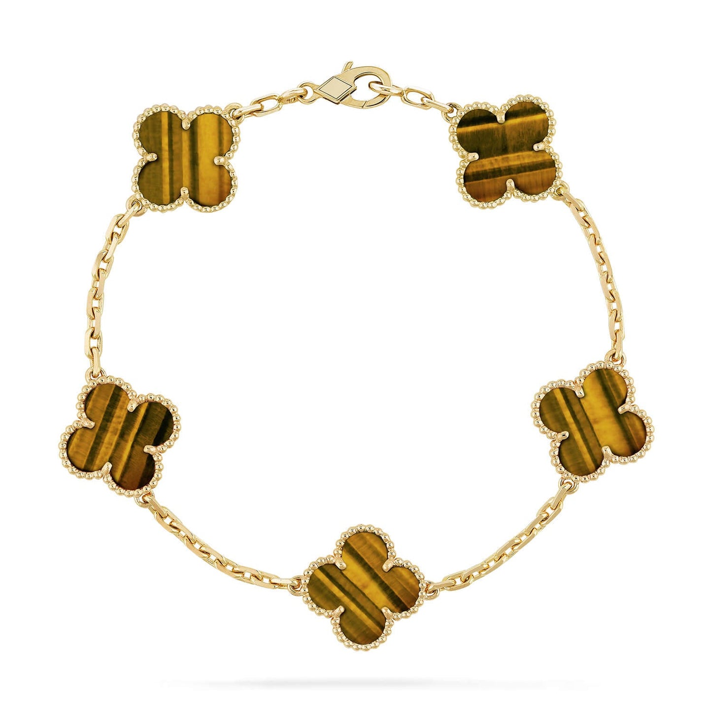 [ORA] CLOVER 5 MOTIFS TIGER EYE BRACELET COLLECTION