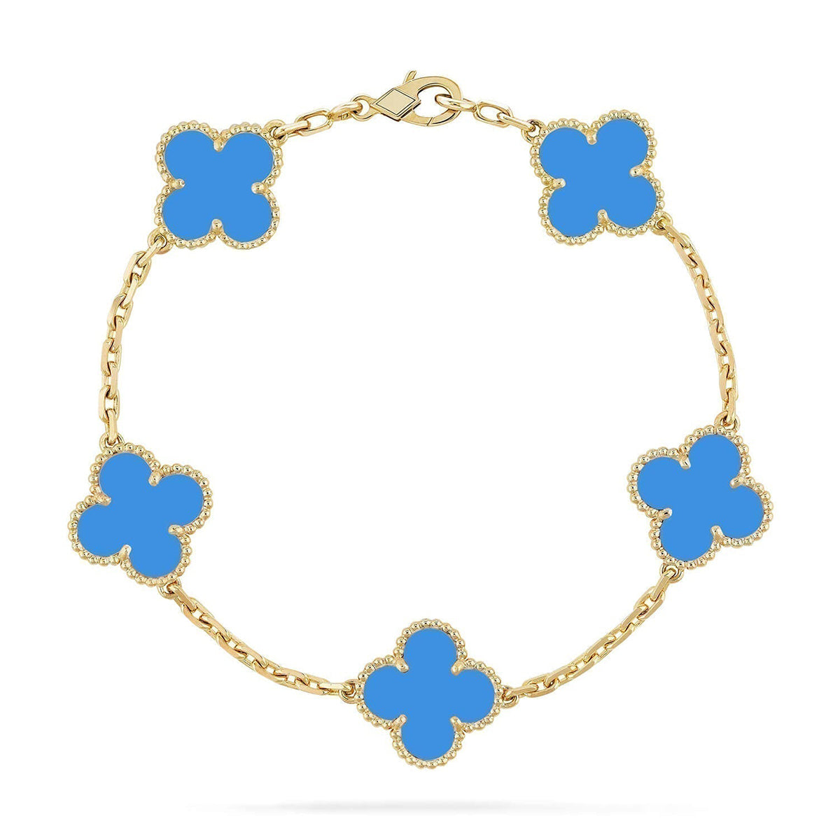 [ORA] CLOVER 5 MOTIF BLUE AGATE BRACELET COLLECTION