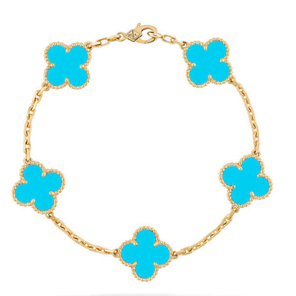 [ORA] CLOVER 5 MOTIF TURQUOISE BRACELET COLLECTION