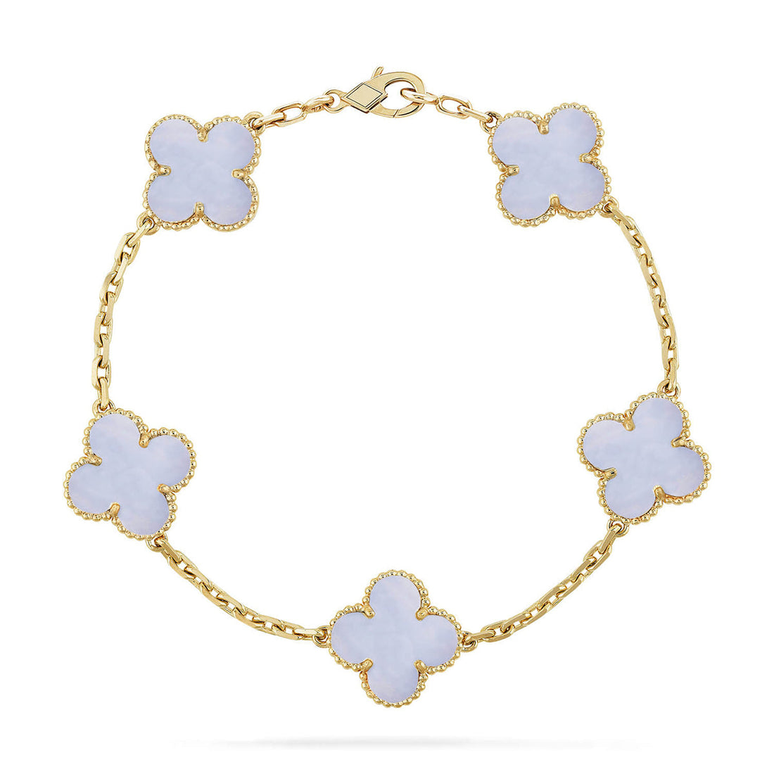 [ORA] CLOVER 5 MOTIF PURPLE CHALCEDONY BRACELET COLLECTION